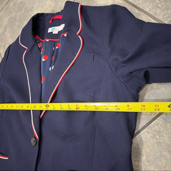 BODEN Lilah Tipped Blazer Jacket NAVY Sz 16R Business Casual Preppy Accademia - Picture 10 of 12